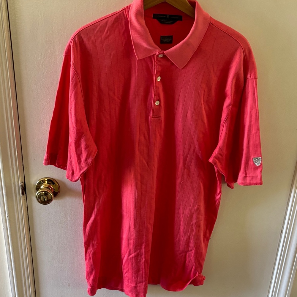 Nike Golf Tiger Woods Coral Ribbed Polo, Size Medium